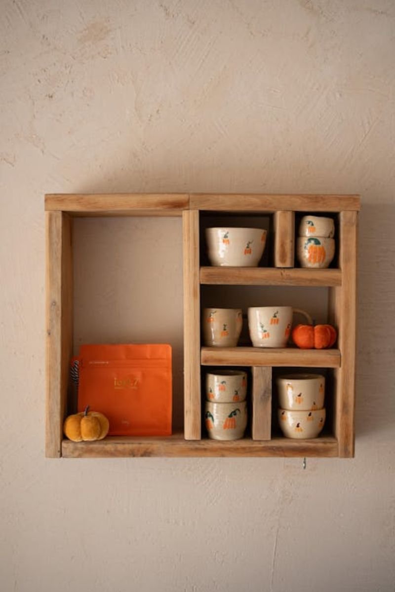 Book stack warm spine colors small pumpkin fall shelf decor
