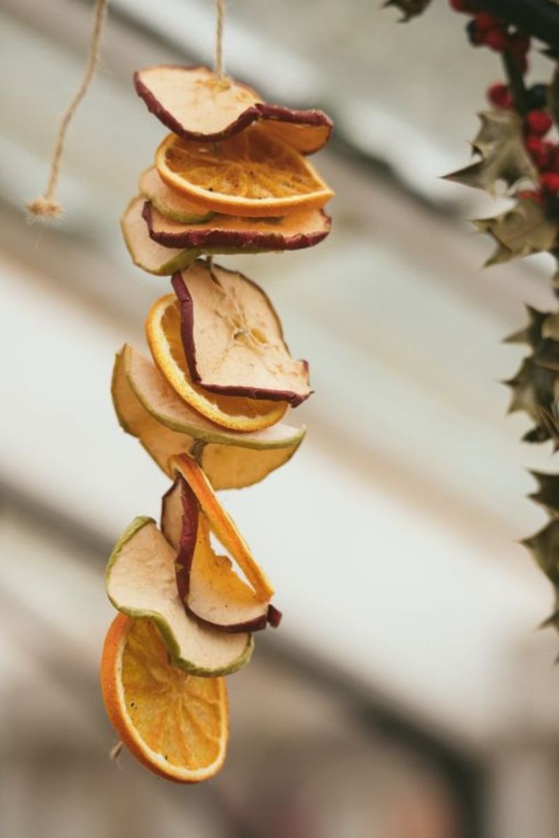 DIY dried orange slice garland twine fall decor mantle window
