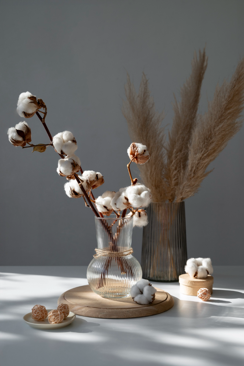 Dried botanicals small vase bathroom fall decor cotton stems dried orange