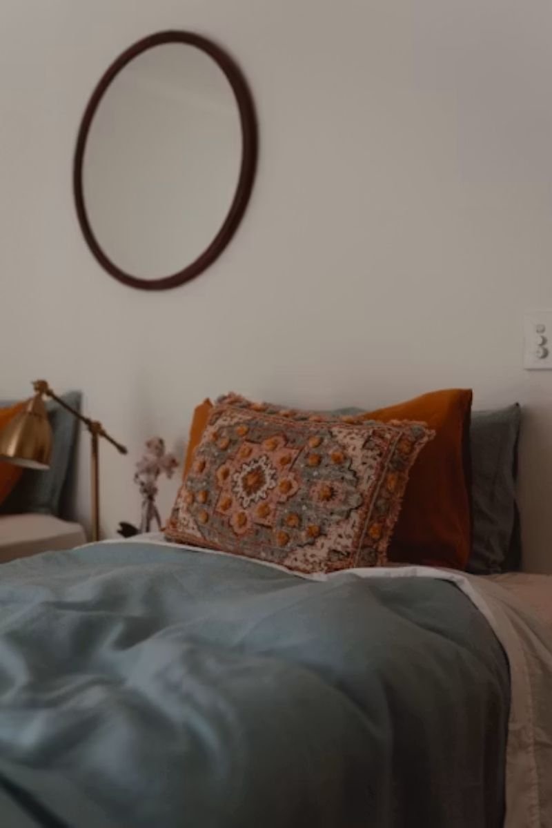 Fall pillow covers velvet linen terracotta rust bedroom seasonal swap