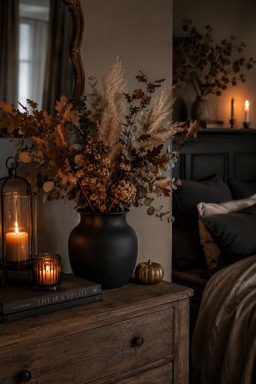 dried flowers halloween bedroom decor idea