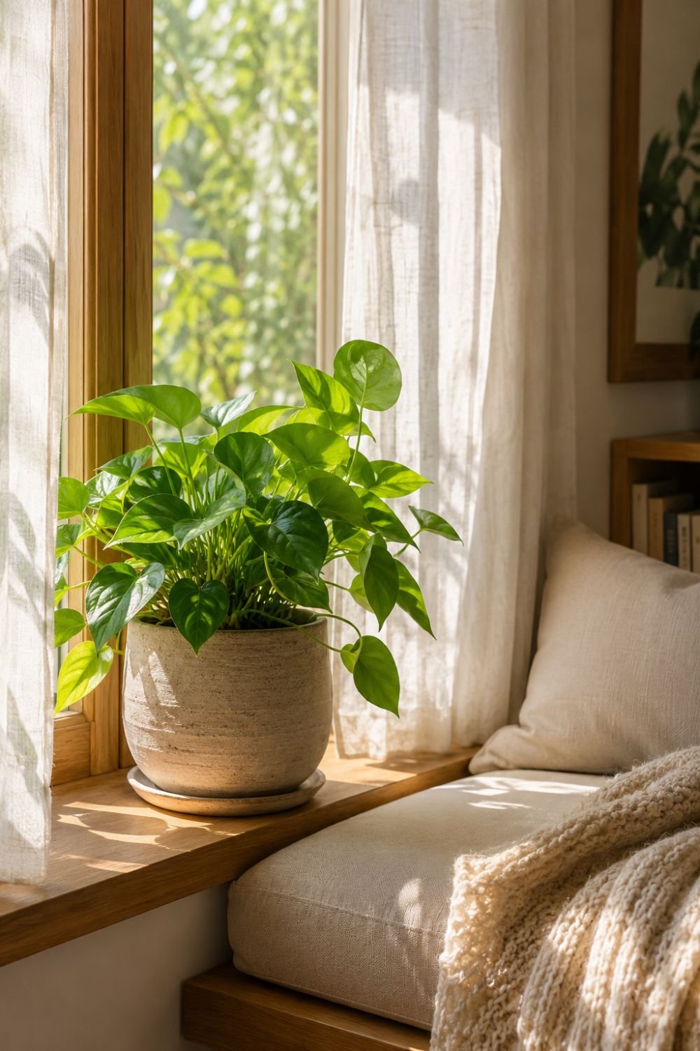plant reading nook idea window sill