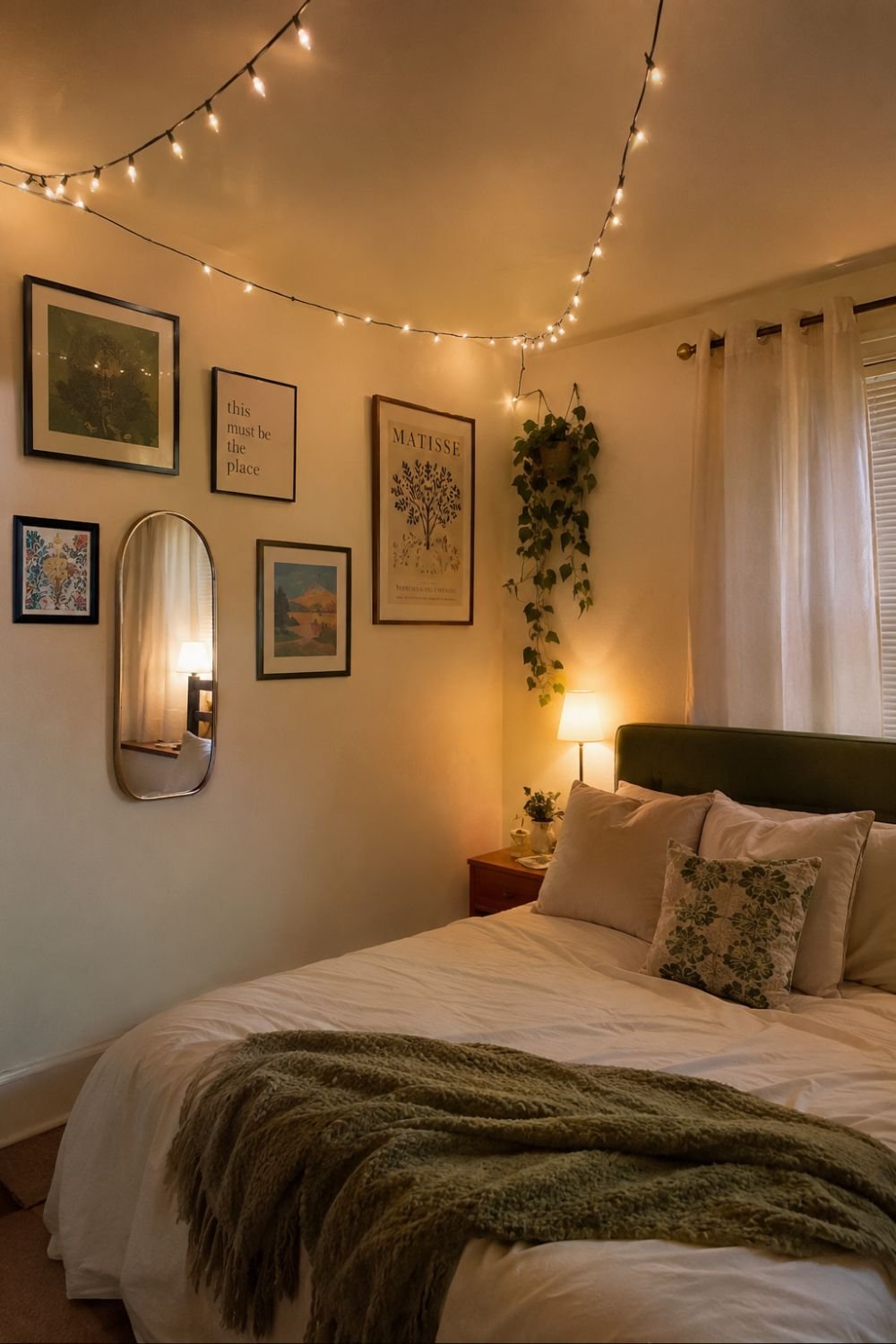 Artwork hung with removable hooks creating gallery wall effect