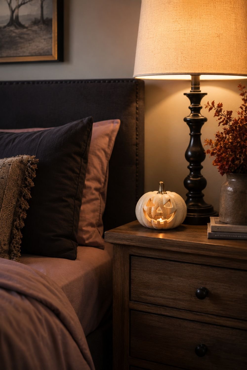 pumpkin halloween bedroom decor idea