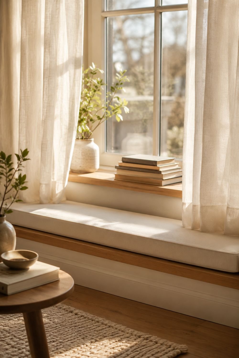 window reading nook ideas with natural morning light