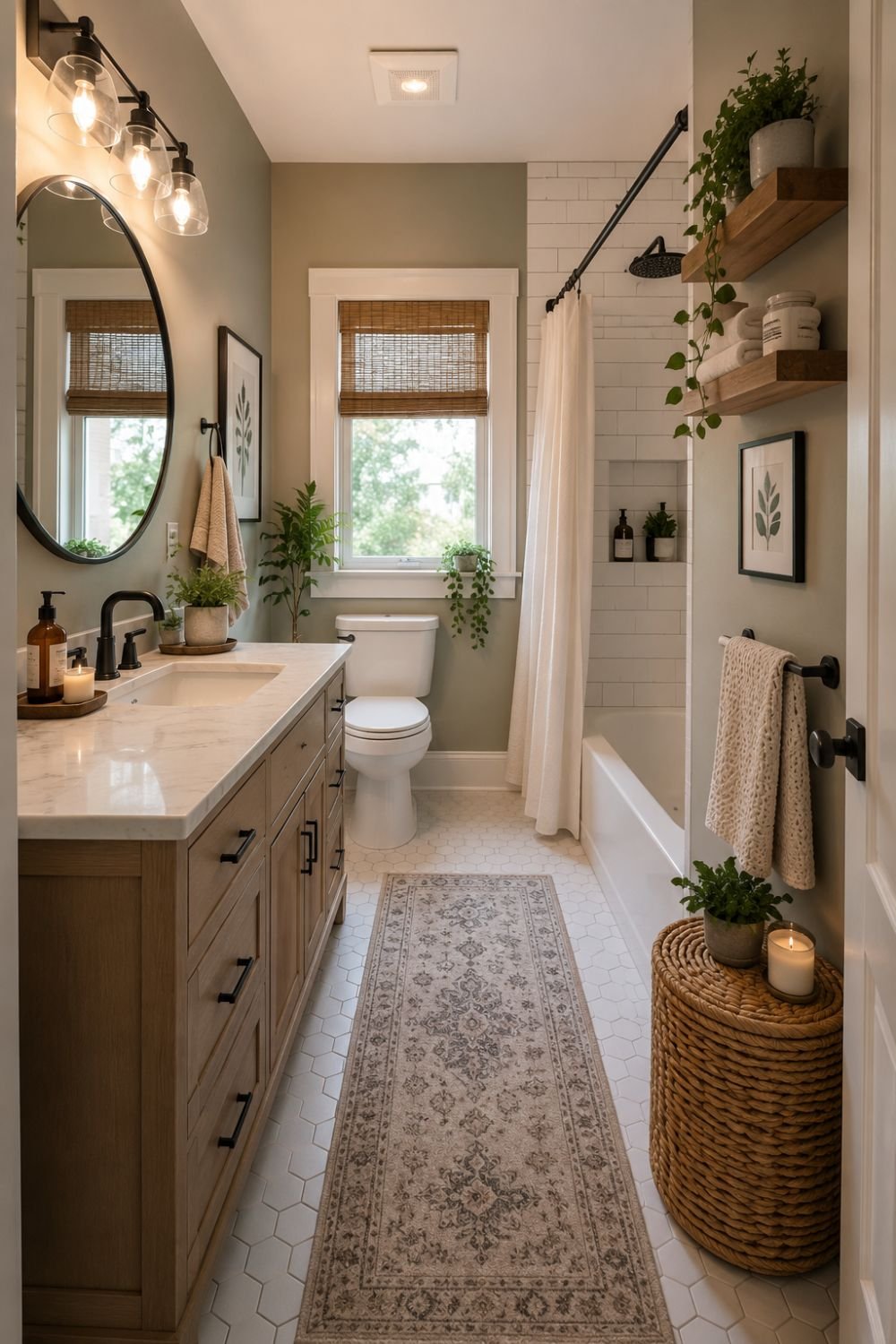 "Complete fresh stylish bathroom with coordinated design throughout