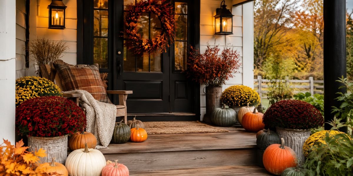 Farmhouse Fall Front Porch Ideas for Seasonal Curb Appeal