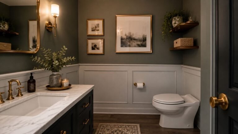 guest bathroom decor with folded towels and soap dispenser