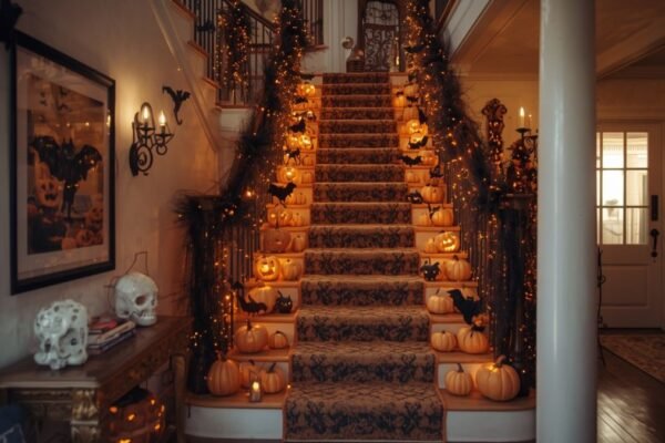 Halloween Staircase Decor Ideas for Elegant Spooky Style