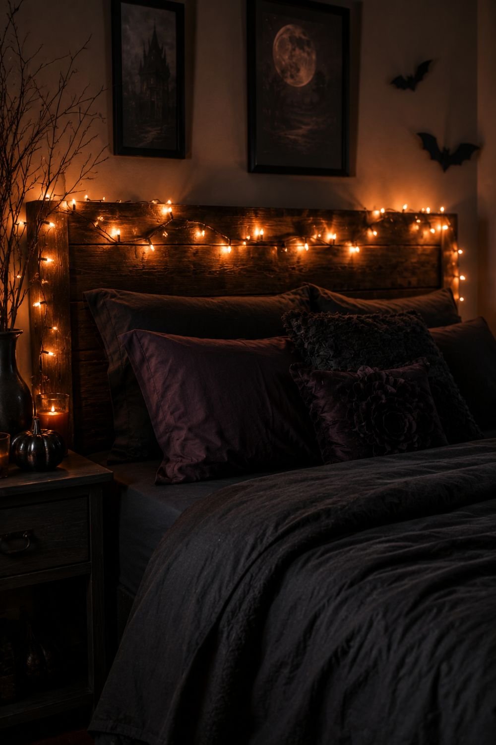 string lights halloween bedroom decor idea