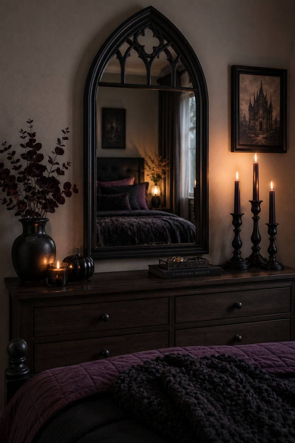 gothic mirror halloween bedroom idea