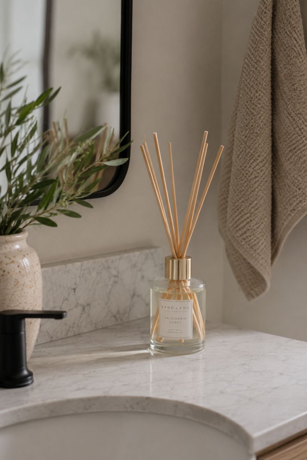 reed diffuser guest bathroom counter