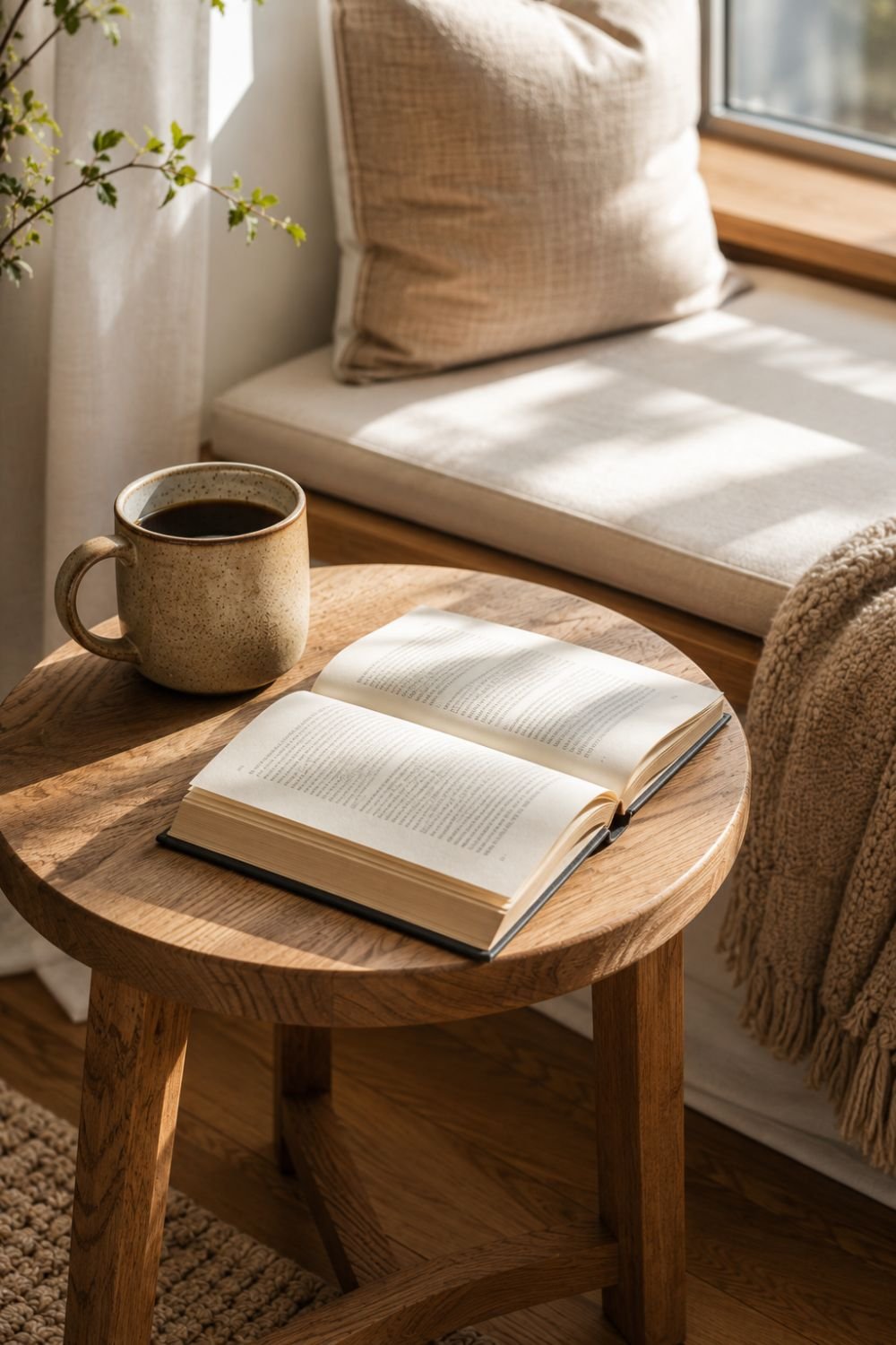 side table reading nook idea next to window