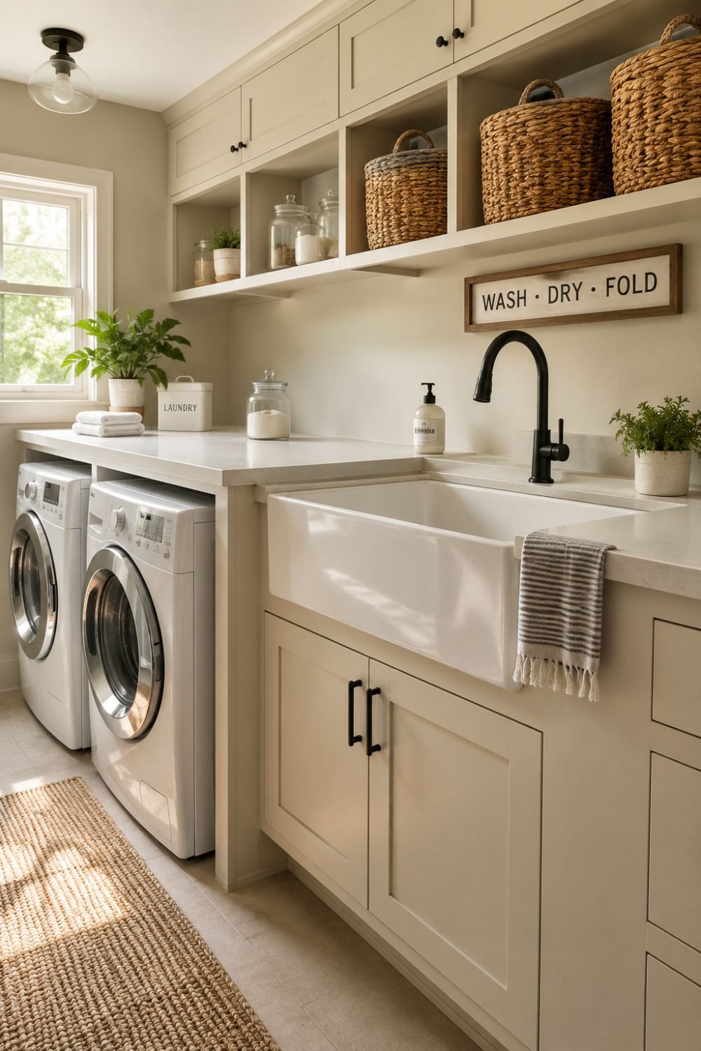 Utility sink adding function and beauty to laundry room