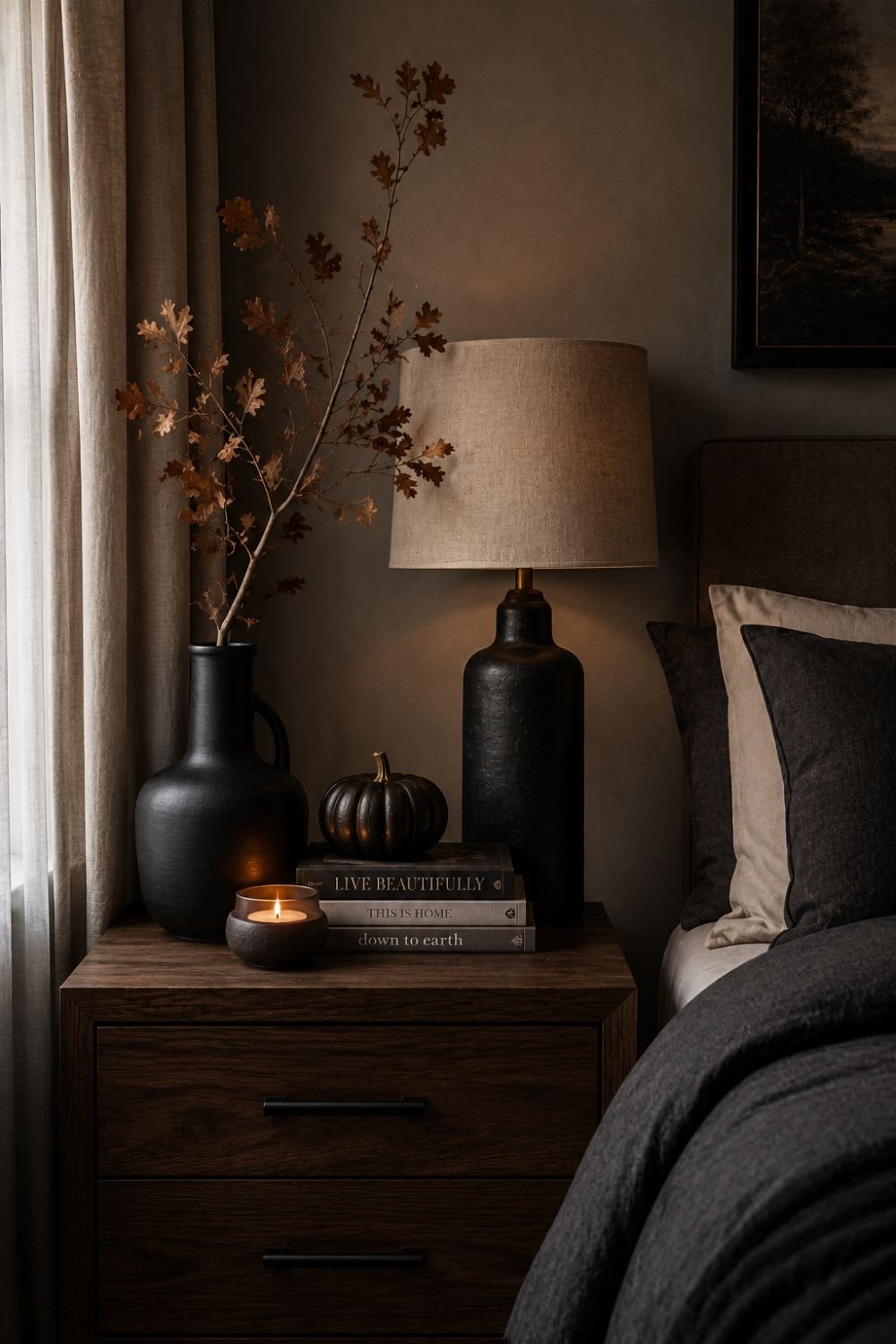 black vase halloween bedroom decor idea