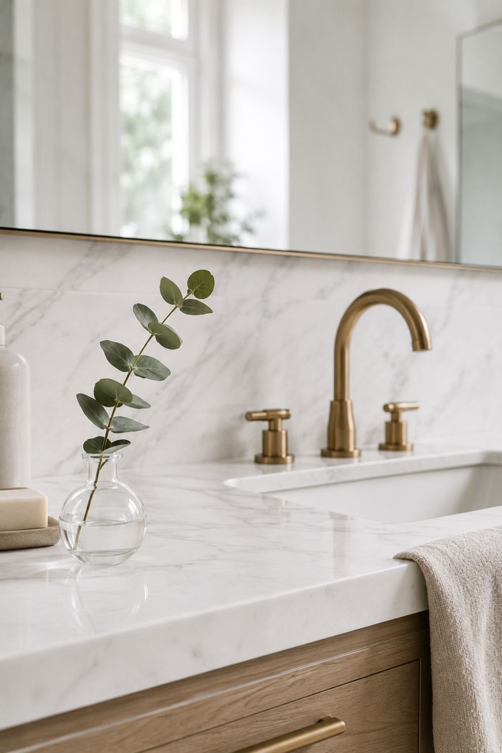 bud vase bathroom counter decor idea