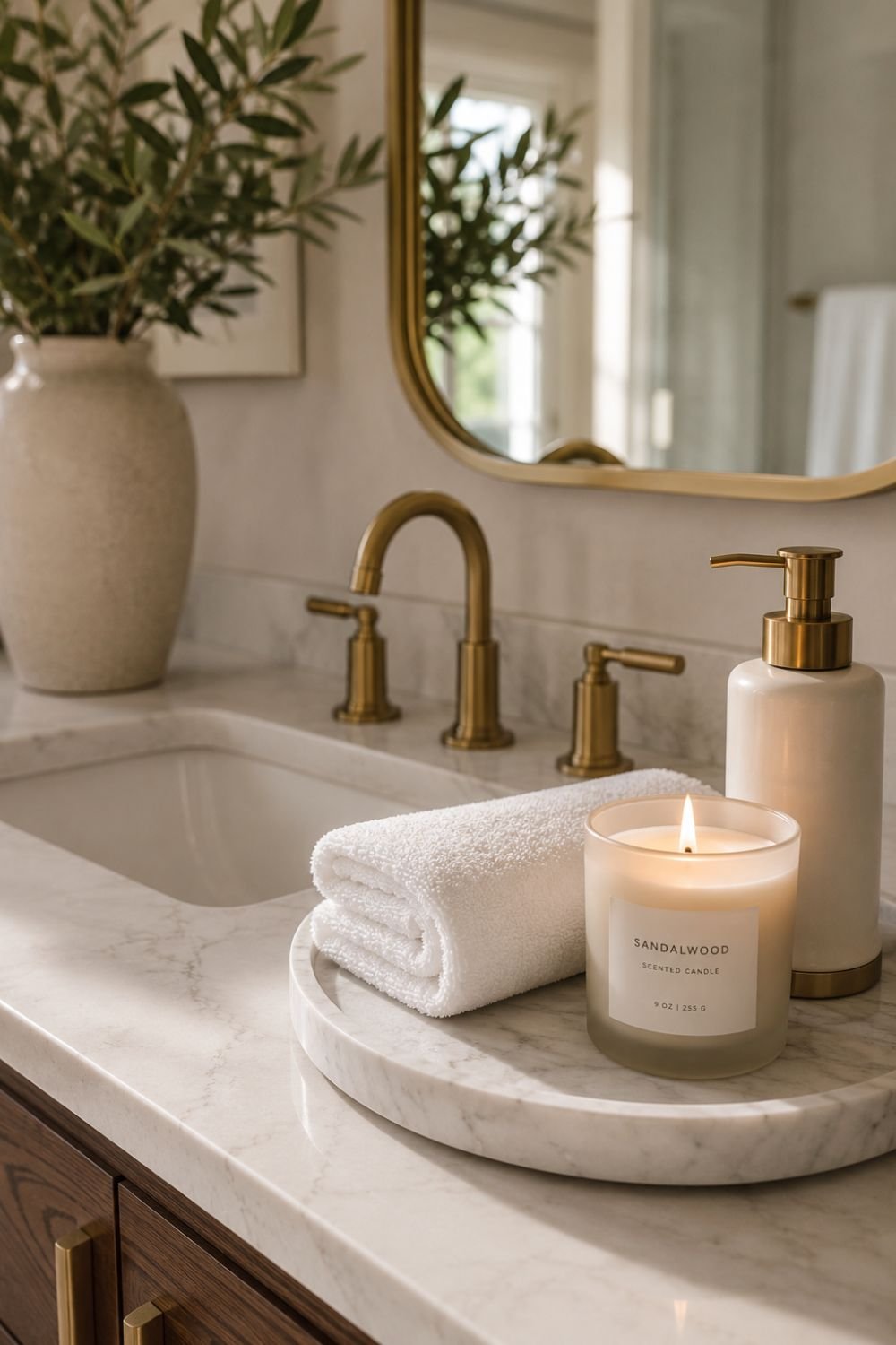 candle bathroom counter decor idea