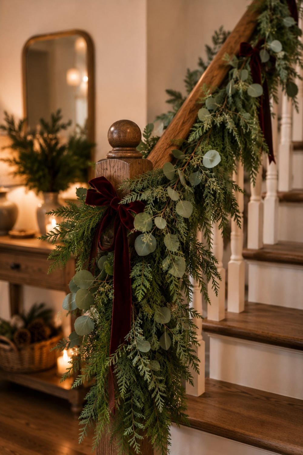 cedar sprigs christmas entryway decor idea