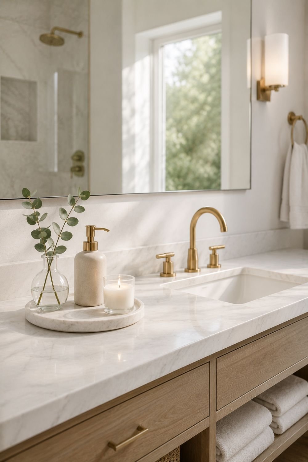 clear counter bathroom counter decor idea