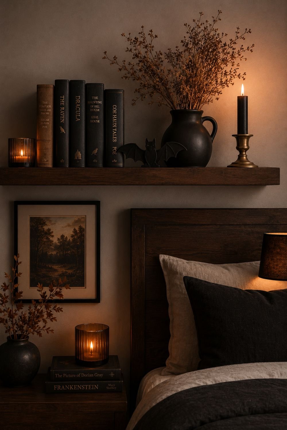 dark curtains halloween bedroom decor