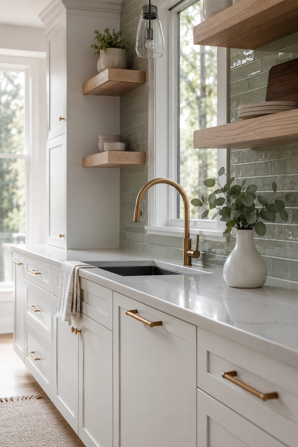 green tile backsplash kitchen accent idea
