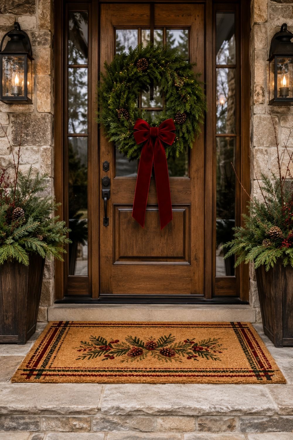 festive doormat christmas entryway decor idea