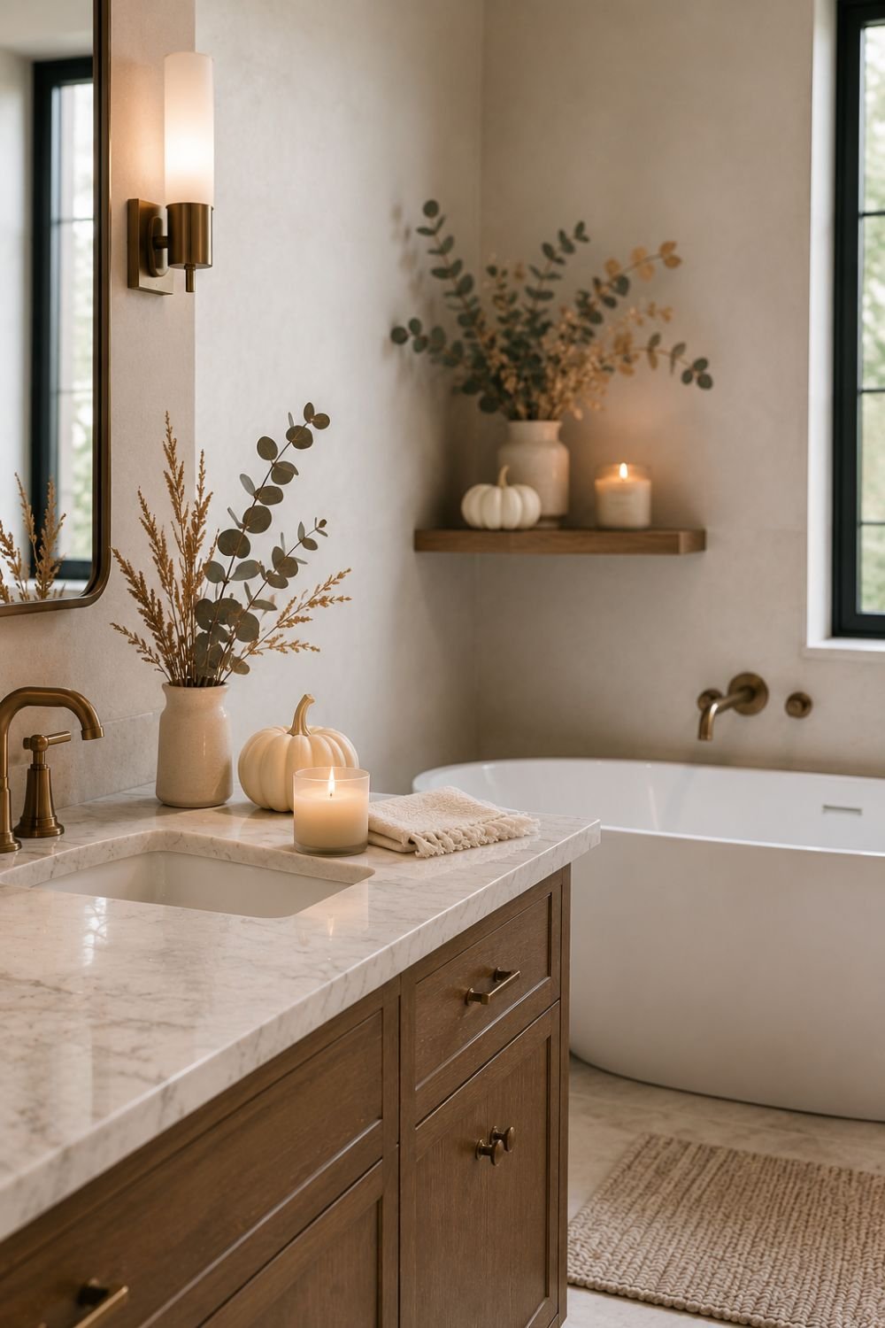 finished pumpkin bathroom decor idea
