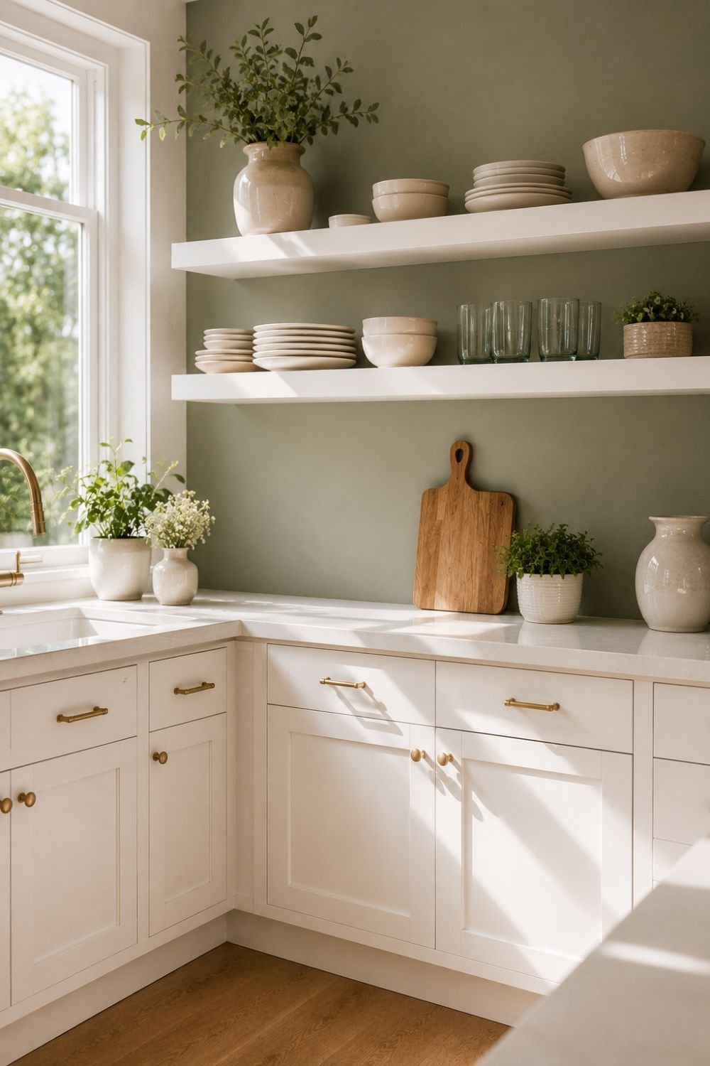 green accent wall kitchen accent idea
