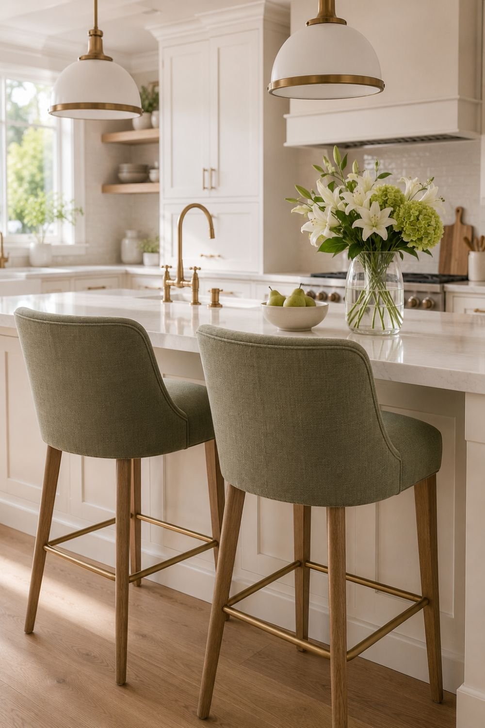 green barstools kitchen accent idea