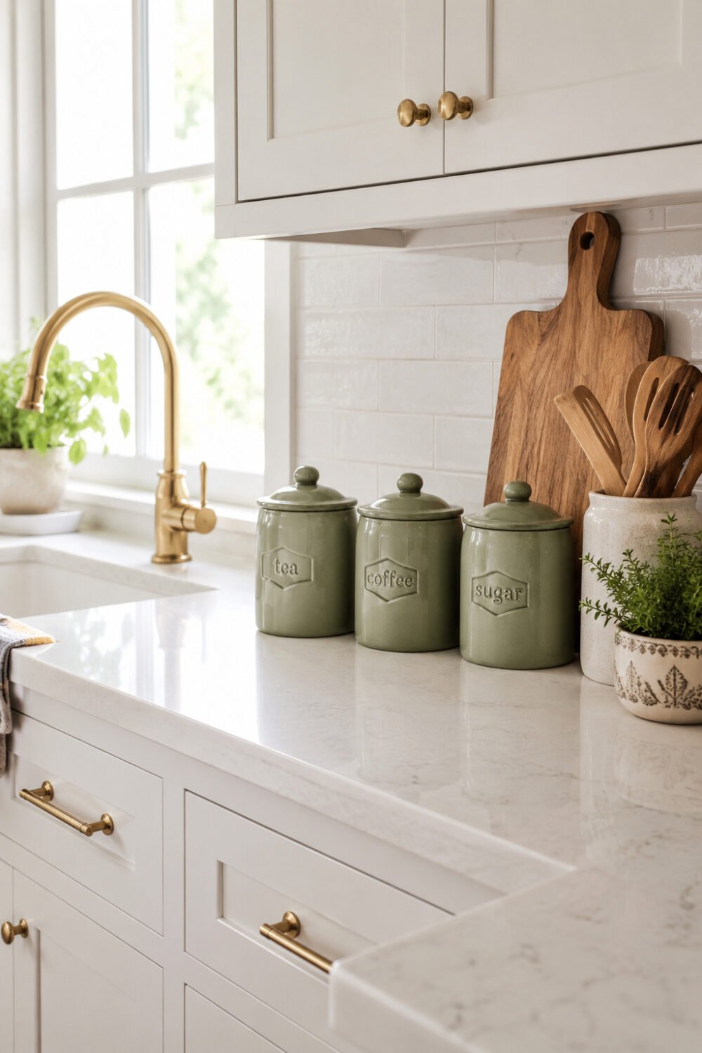 green canisters kitchen accent idea