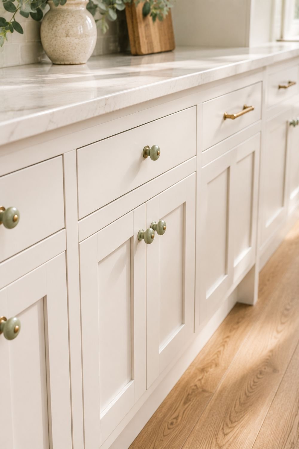 green hardware kitchen accent idea