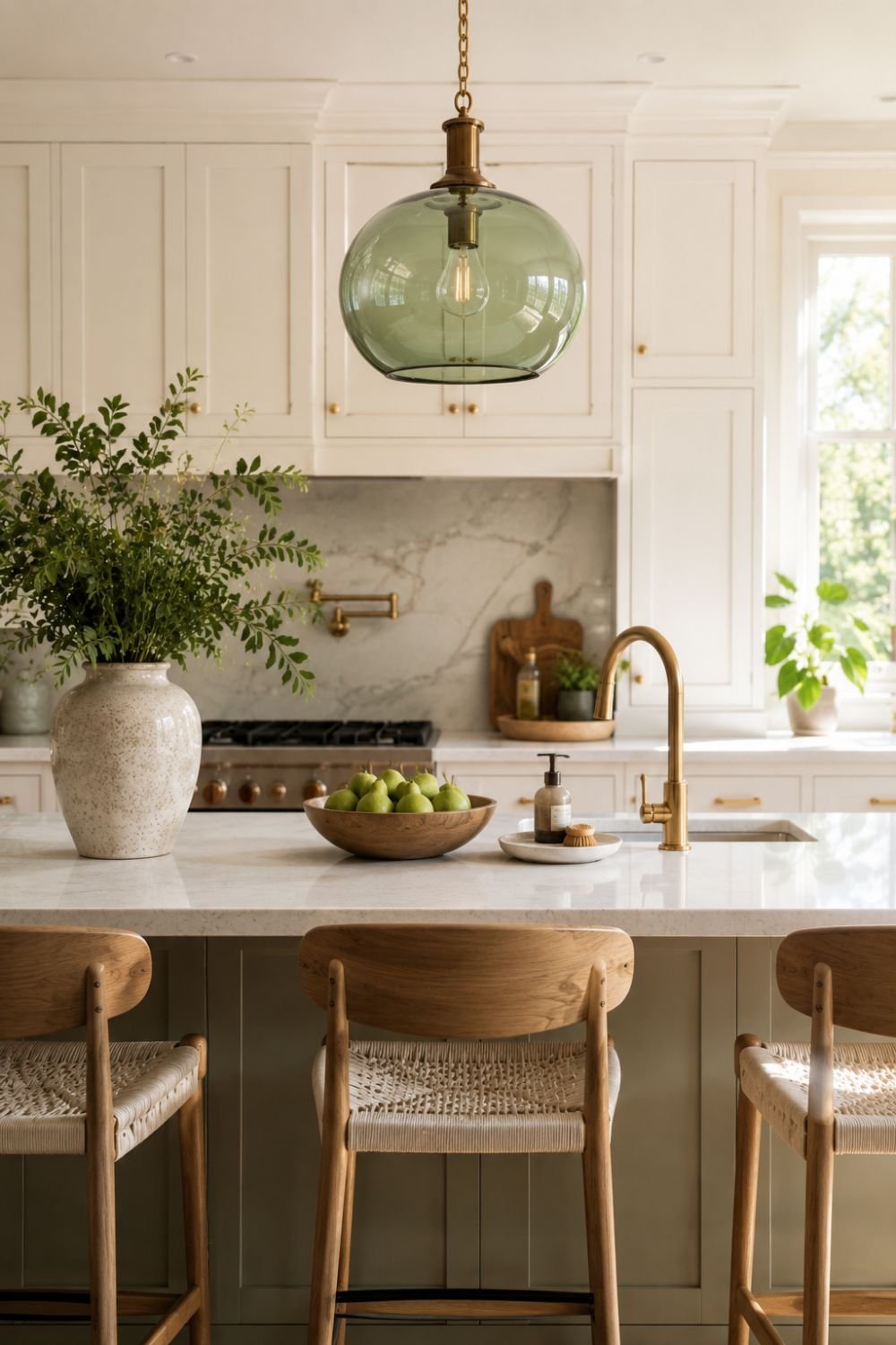  green pendant light kitchen accent idea