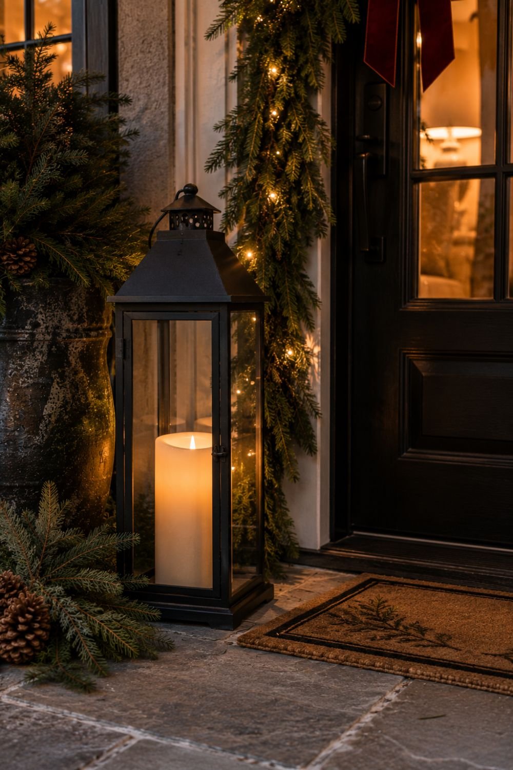 lantern christmas entryway decor idea