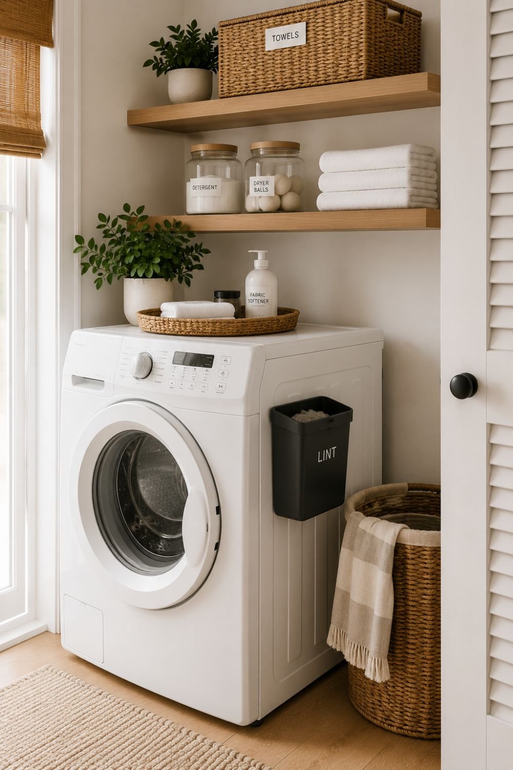 lint bin tiny laundry closet idea