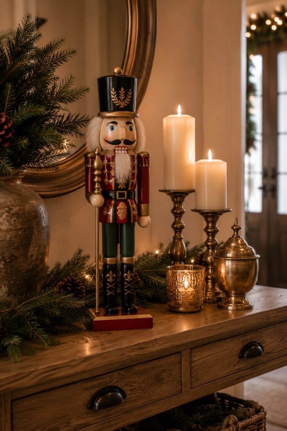 nutcracker figurine christmas entryway decor idea