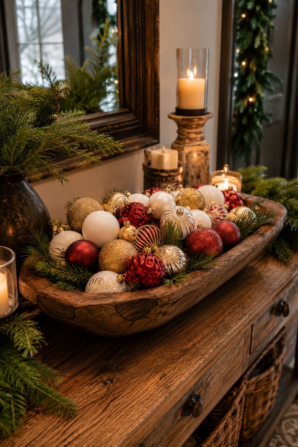 ornament bowl christmas entryway decor idea