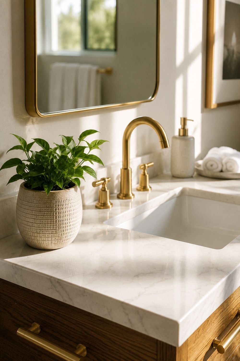plant bathroom counter decor idea