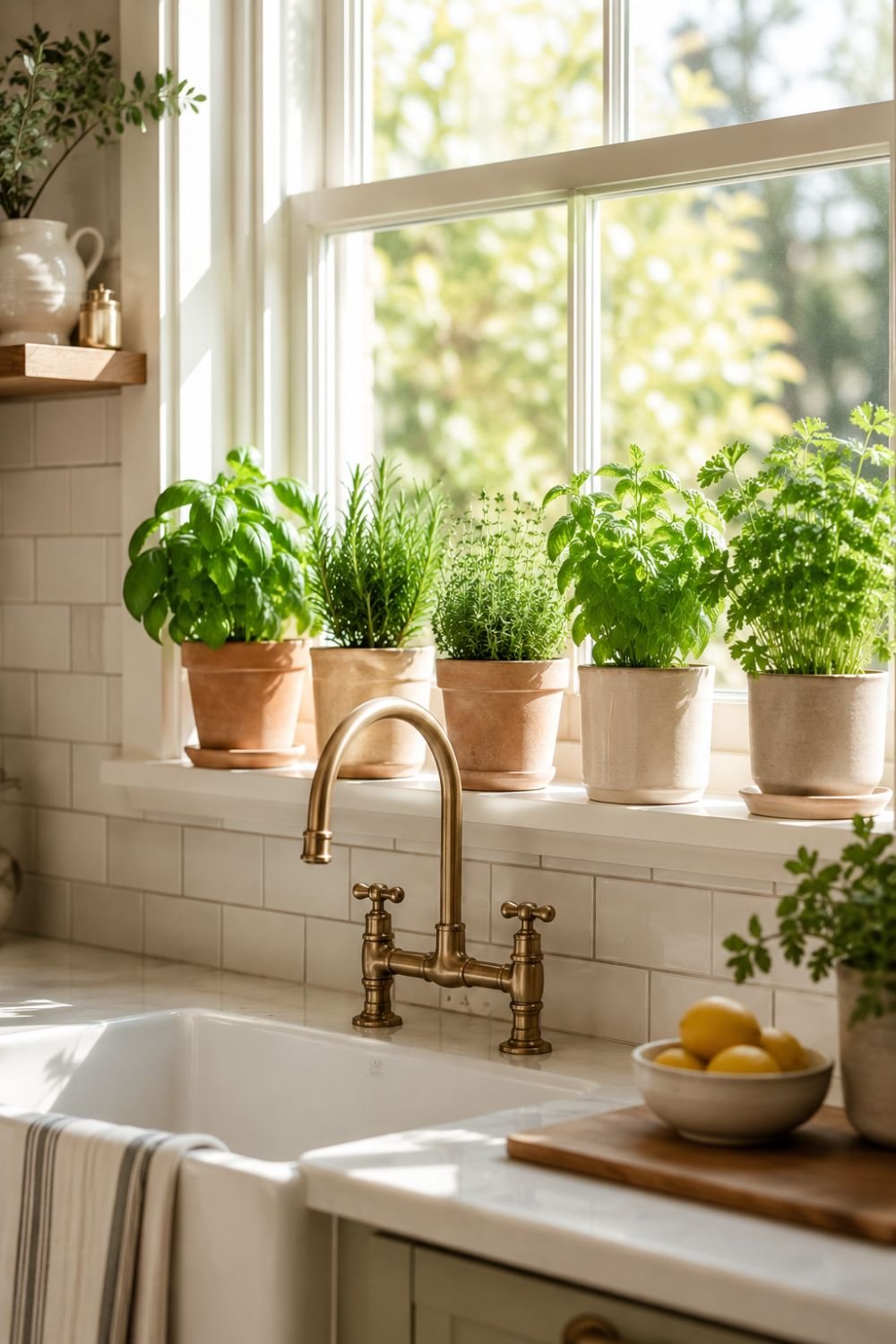 potted herbs kitchen accent idea