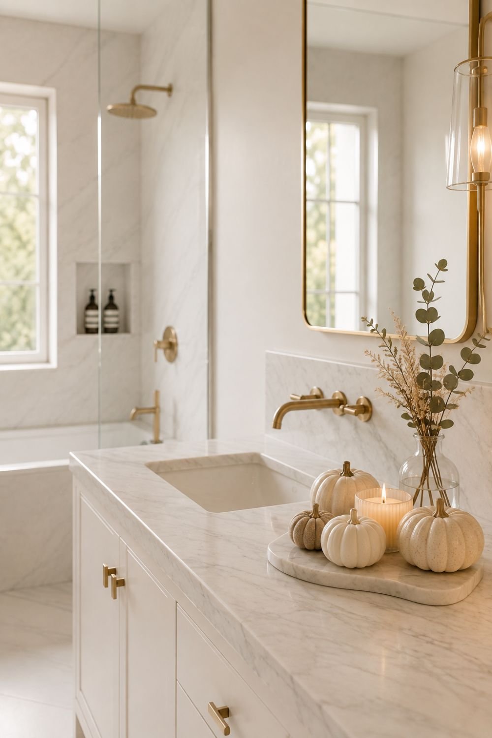 single surface pumpkin bathroom decor idea
