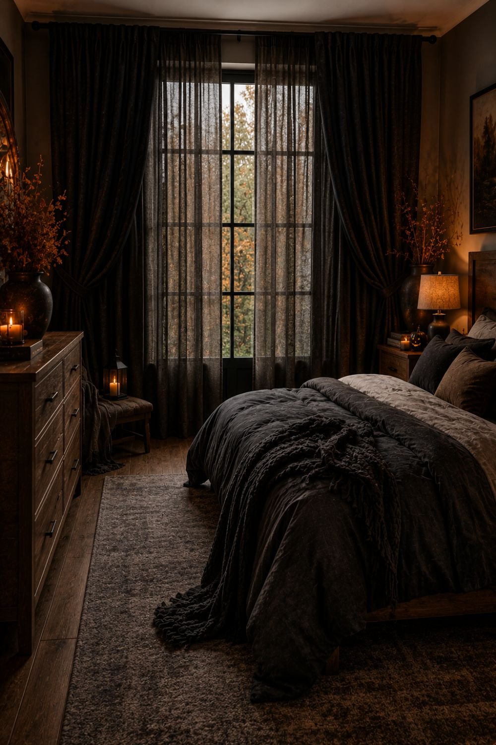 skull accent halloween bedroom decor idea