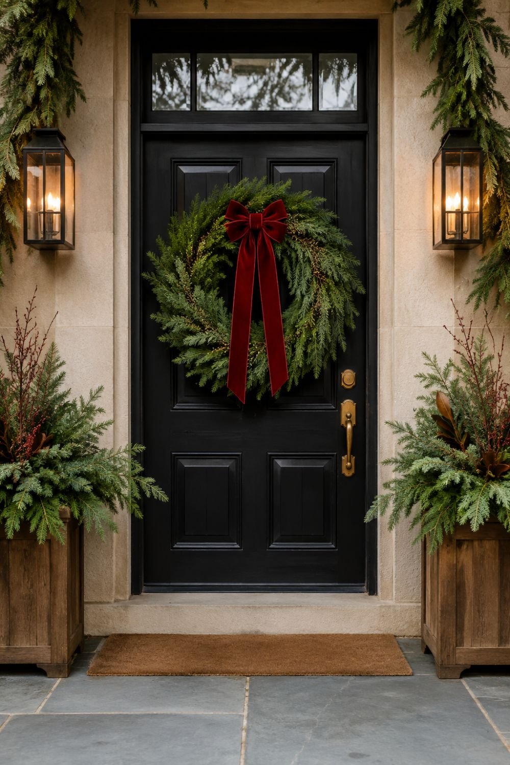 statement wreath christmas entryway decor idea