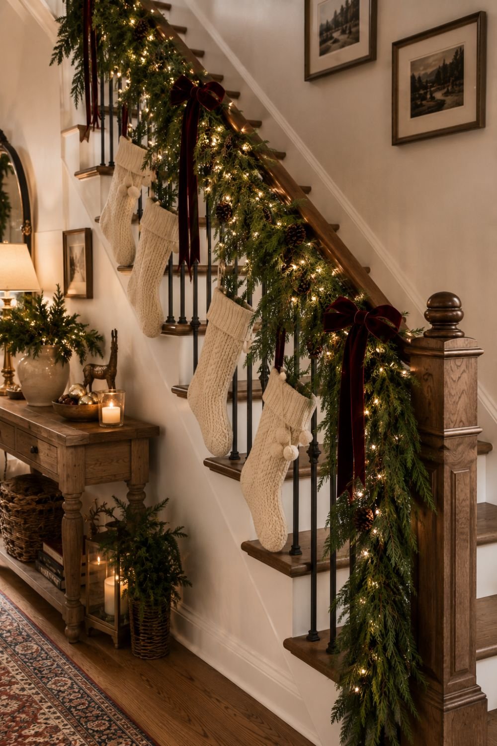 stockings christmas entryway decor idea