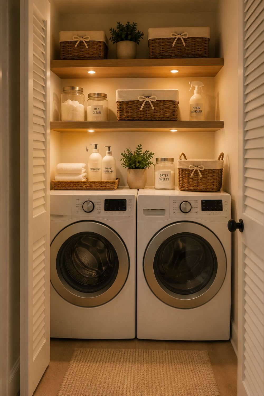 task lighting tiny laundry closet idea