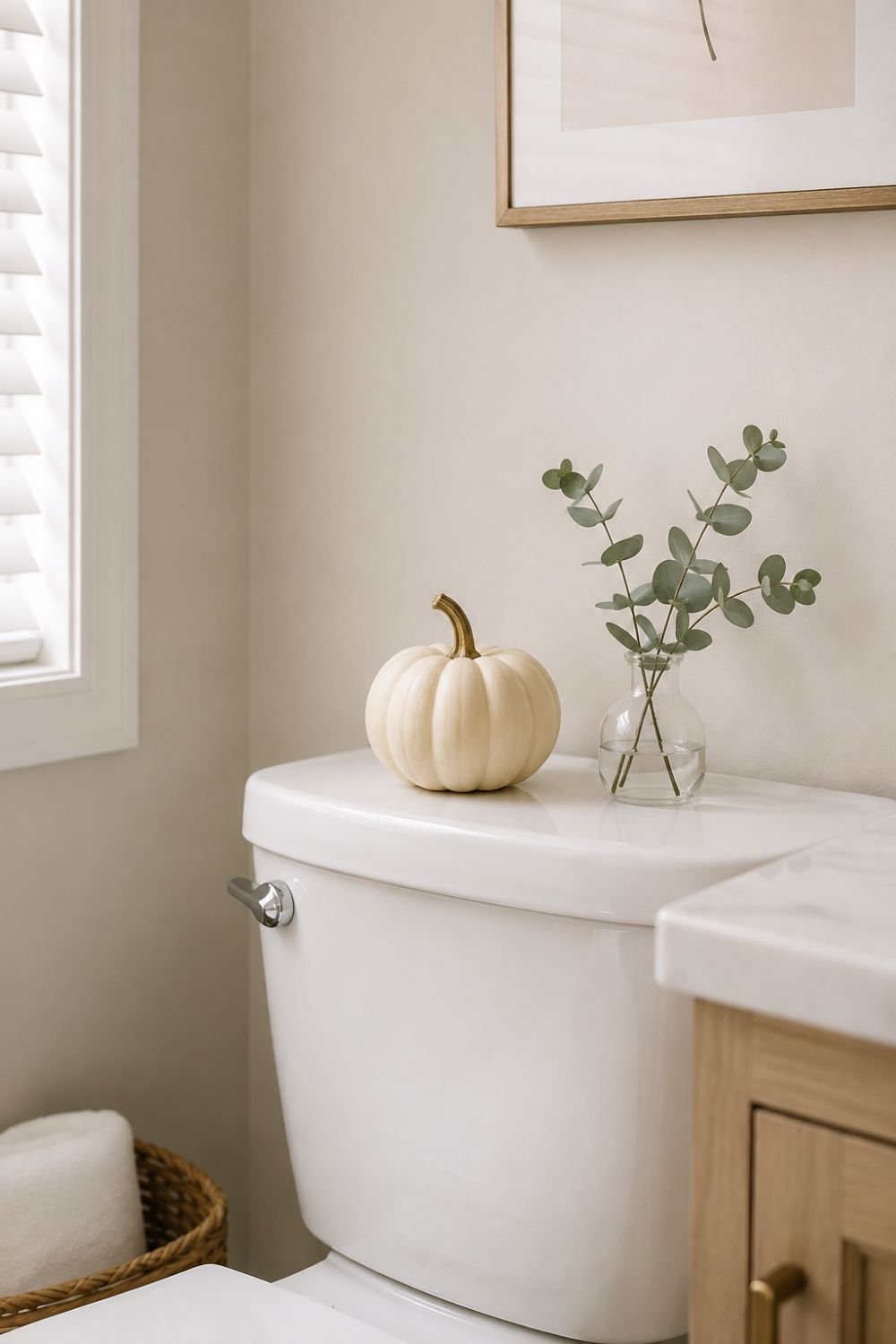 toilet tank pumpkin bathroom decor idea