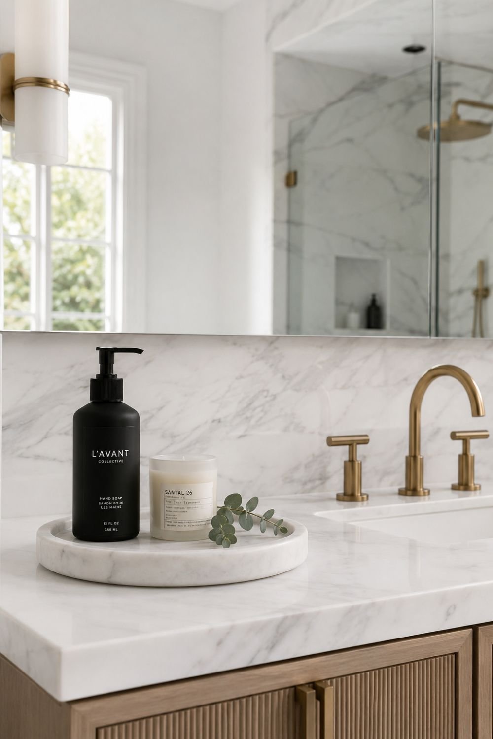 tray bathroom counter decor idea