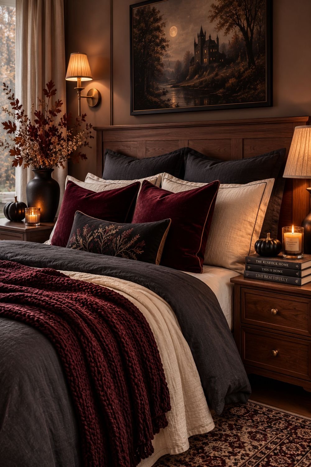 velvet pillow halloween bedroom decor