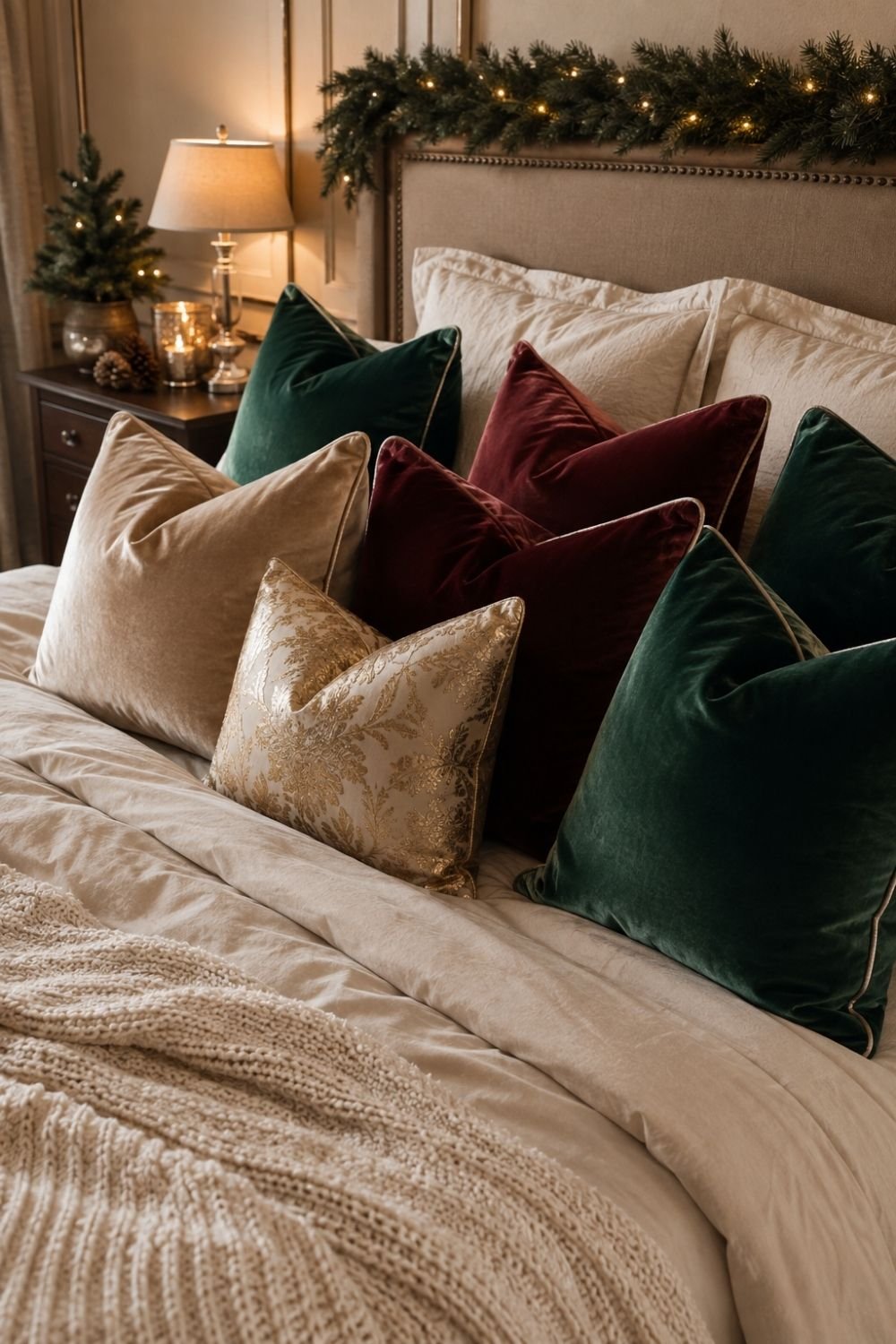 accent pillows christmas bedroom decor idea