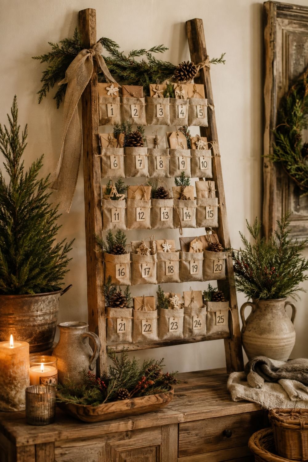 advent calendar farmhouse christmas decor idea