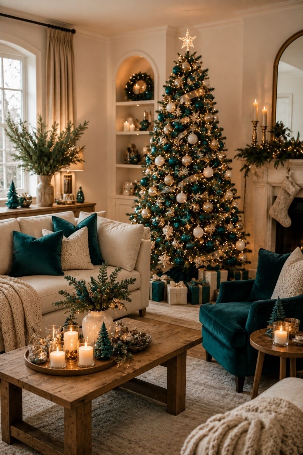 balanced palette teal christmas decor idea