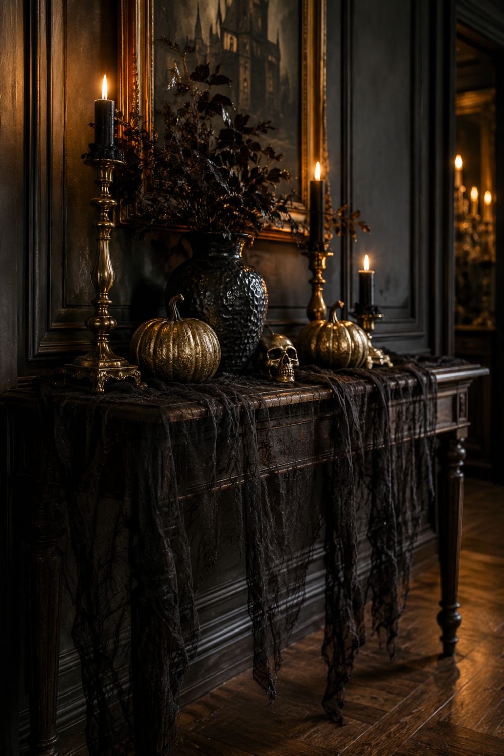 black cheesecloth halloween decor idea